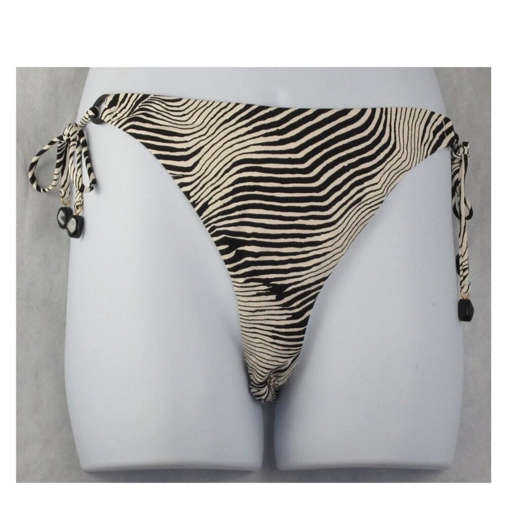 Red Carter Women's Side-Tie Cheeky Bikini Bottom Swimsuit, Black Zebra, XL / 12
